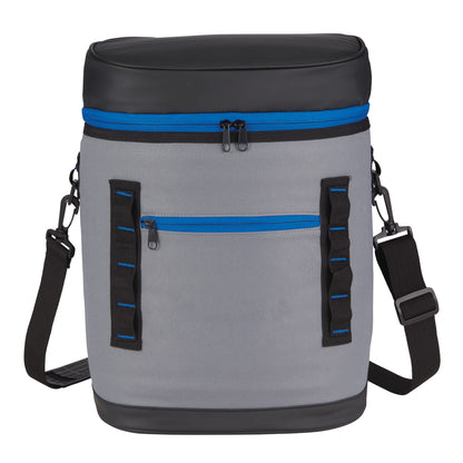 Front View of Blue 20 Can Backpack Cooler plain