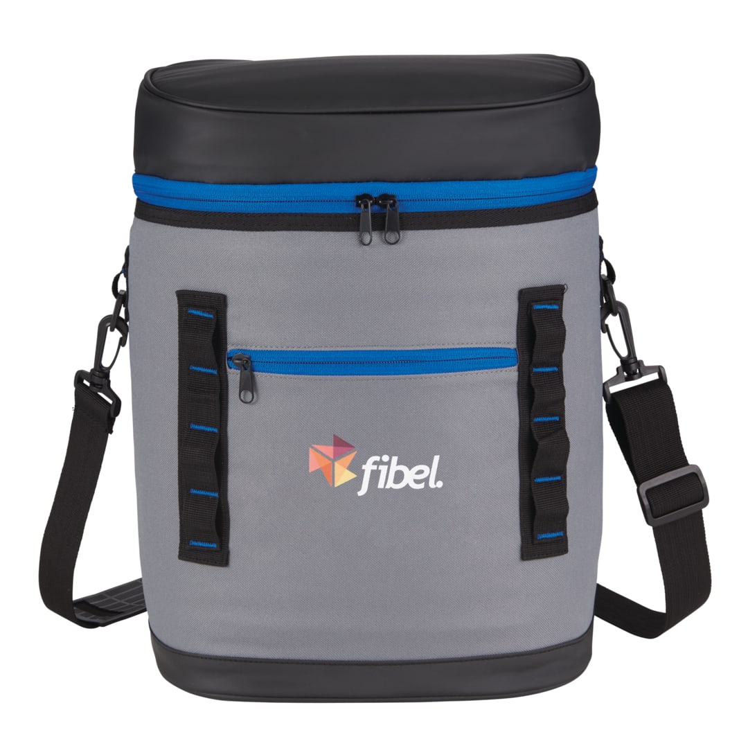 Front View of Blue 20 Can Backpack Cooler