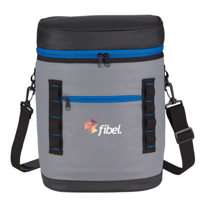 Front View of Blue 20 Can Backpack Cooler