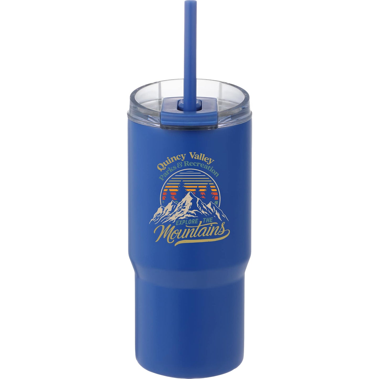 Front View of Blue Auxo 24oz Double Wall Vacuum Insulated Tumbler