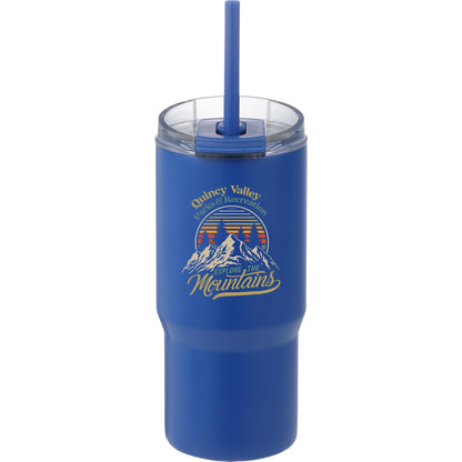 Front View of Blue Auxo 24oz Double Wall Vacuum Insulated Tumbler