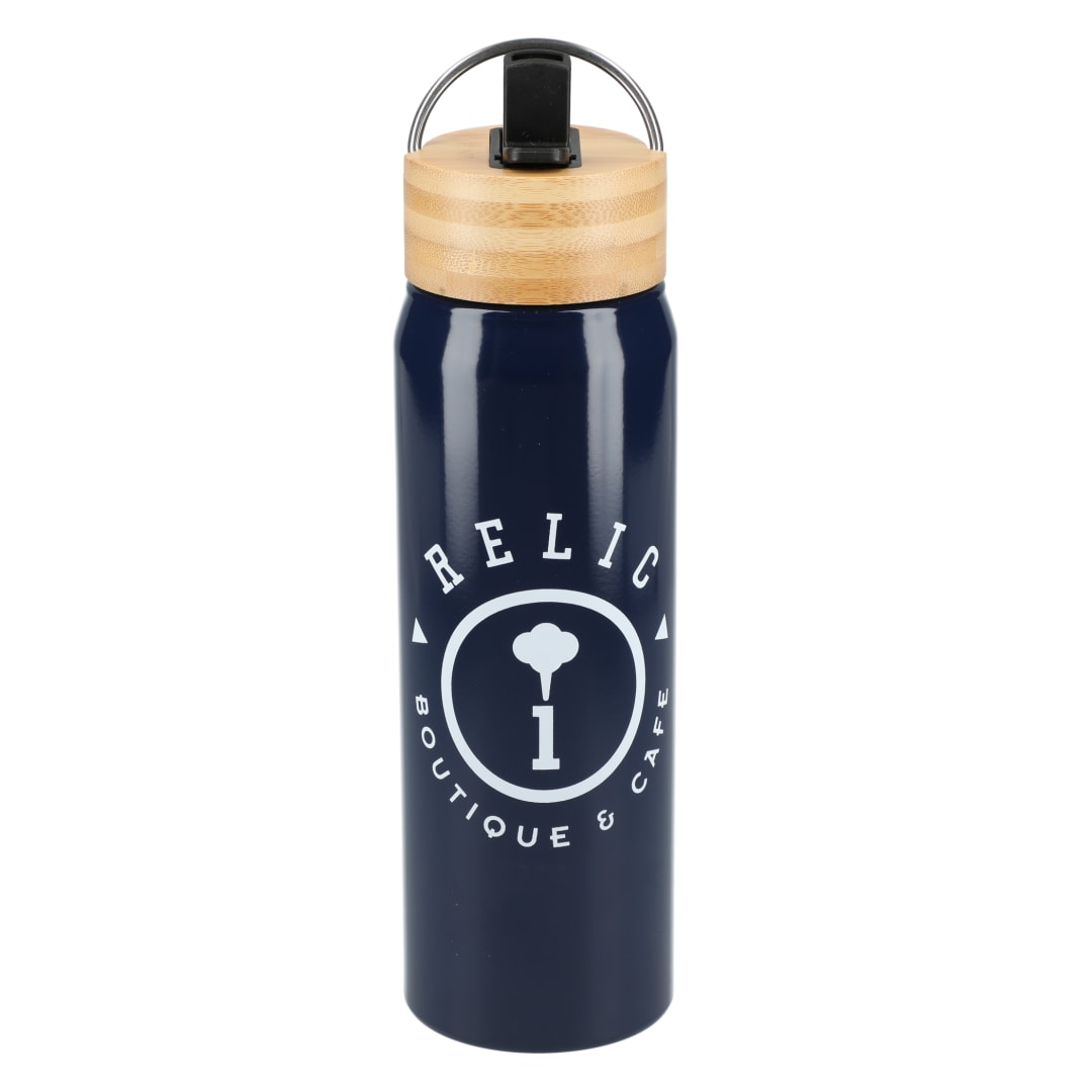 Front View of Blue Billy 26oz ECO Aluminum Bottle w/ FSC® Bamboo Lid