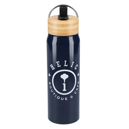 Front View of Blue Billy 26oz ECO Aluminum Bottle w/ FSC® Bamboo Lid