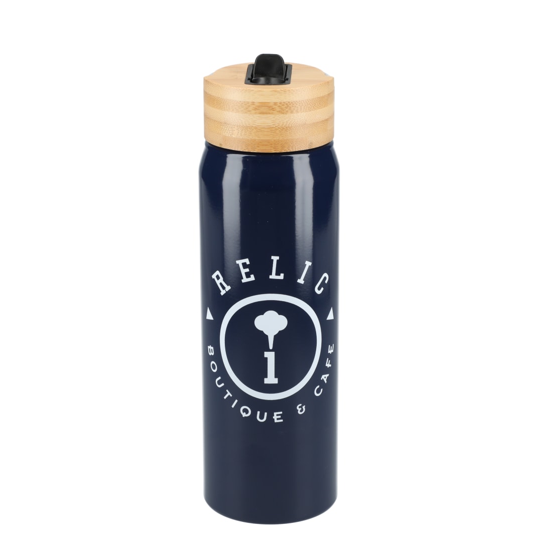 Front View of Blue Billy 26oz ECO Aluminum Bottle w/ FSC® Bamboo Lid