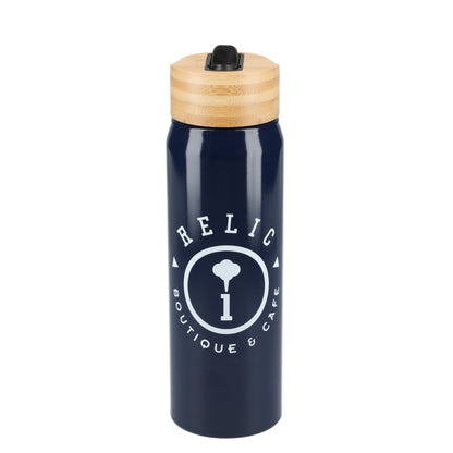 Front View of Blue Billy 26oz ECO Aluminum Bottle w/ FSC® Bamboo Lid