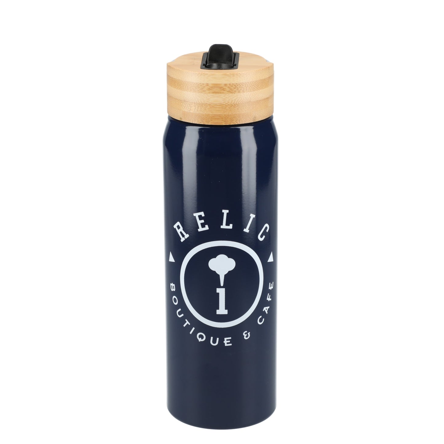 Front View of Blue Billy 26oz ECO Aluminum Bottle w/ FSC® Bamboo Lid