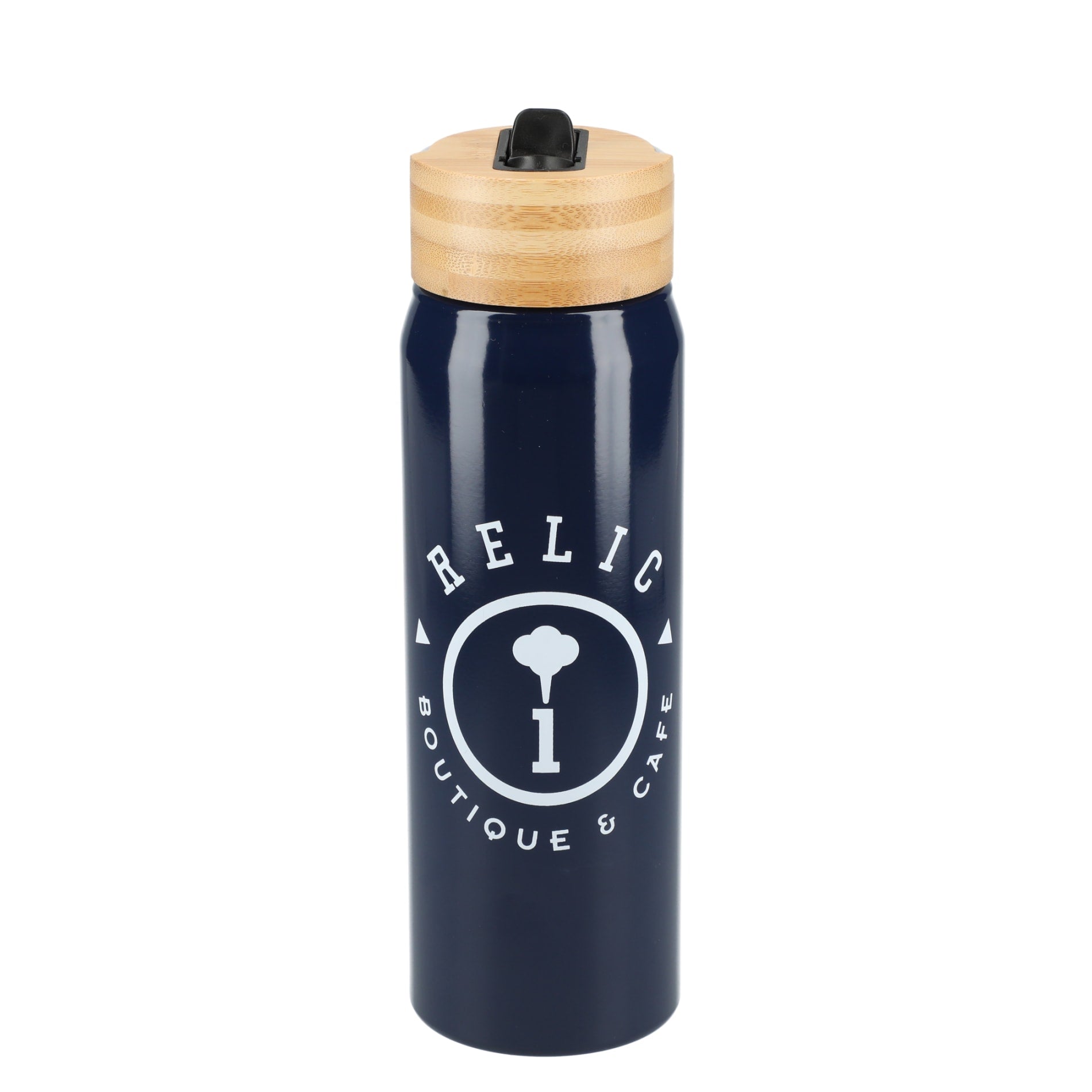 Front View of Blue Billy 26oz ECO Aluminum Bottle w/ FSC® Bamboo Lid