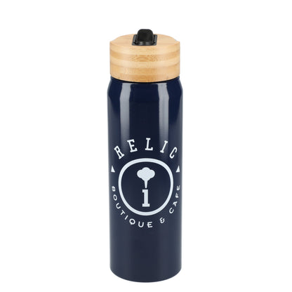 Front View of Blue Billy 26oz ECO Aluminum Bottle w/ FSC® Bamboo Lid