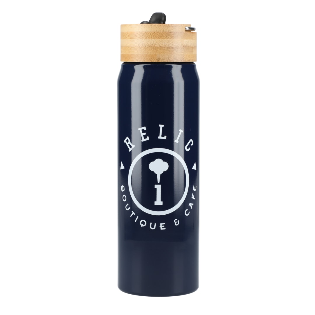 Front View of Blue Billy 26oz ECO Aluminum Bottle w/ FSC® Bamboo Lid