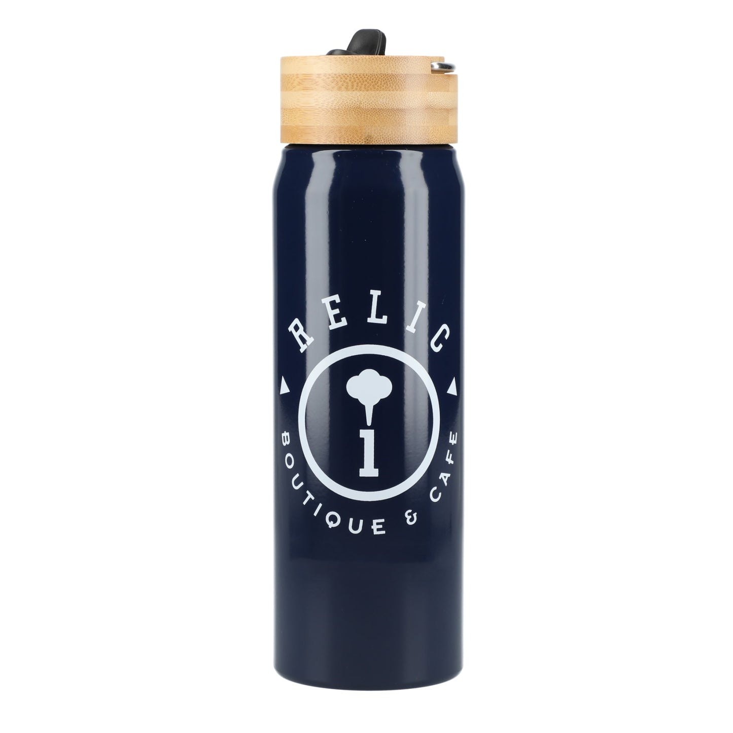 Front View of Blue Billy 26oz ECO Aluminum Bottle w/ FSC® Bamboo Lid