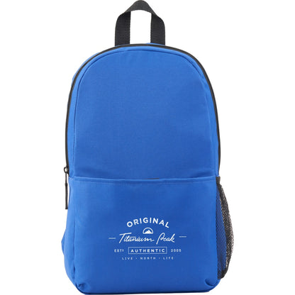 Front View of Blue Brix Recycled Backpack