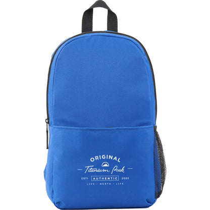 Front View of Blue Brix Recycled Backpack