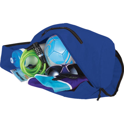 Front View of Blue Brooklyn Deluxe Sling Backpack