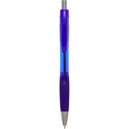 Front View of Blue Carlow Recycled Gel Pen