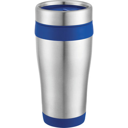 Front View of Blue Carmel 16oz Travel Tumbler plain