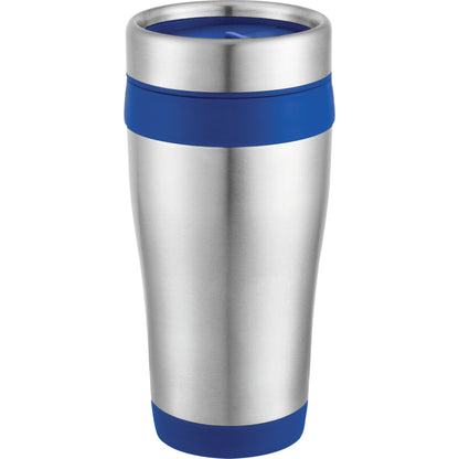 Front View of Blue Carmel 16oz Travel Tumbler plain