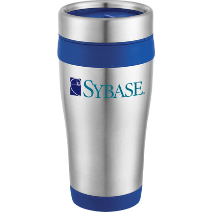 Front View of Blue Carmel 16oz Travel Tumbler