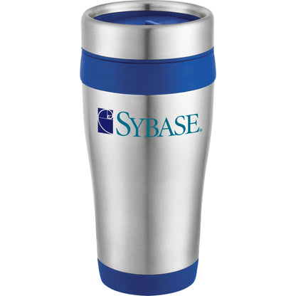 Front View of Blue Carmel 16oz Travel Tumbler