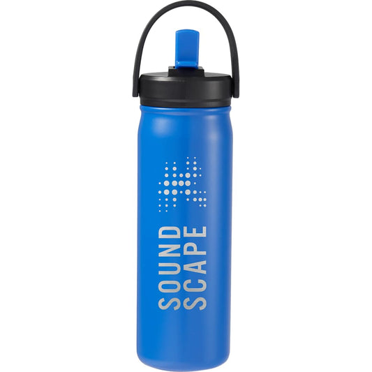 Front View of Blue Carpo 20oz Straw lid Vacuum Bottle