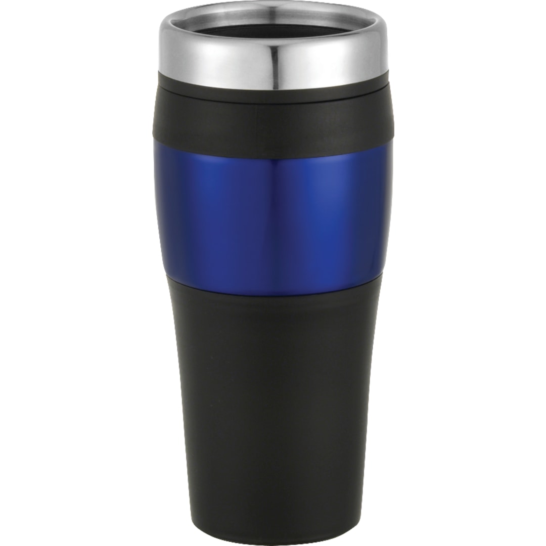 Front View of Blue Cayman 15oz Travel Tumbler plain