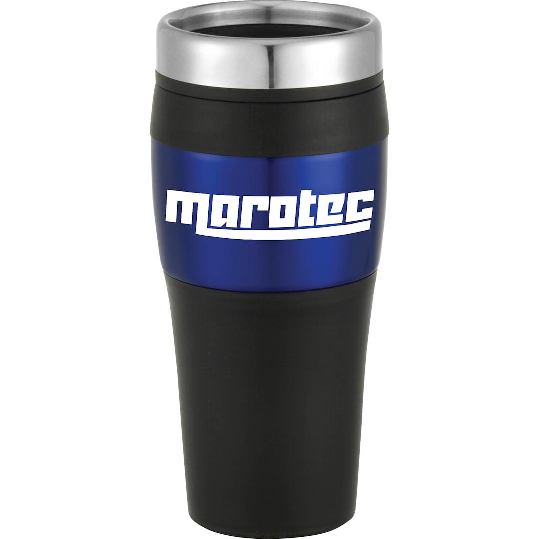 Front View of Blue Cayman 15oz Travel Tumbler