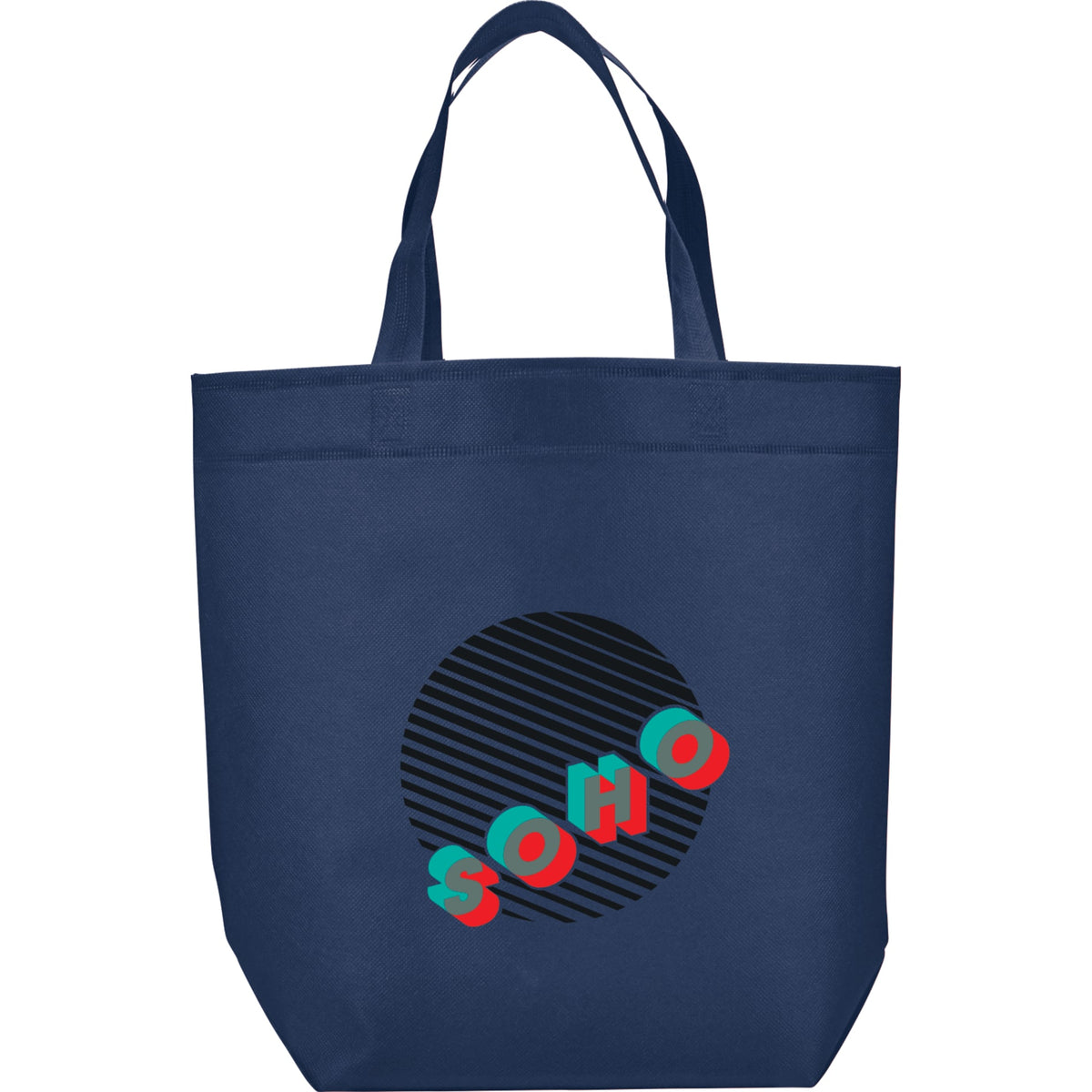 Front View of Blue Challenger Non-Woven Shopper Tote