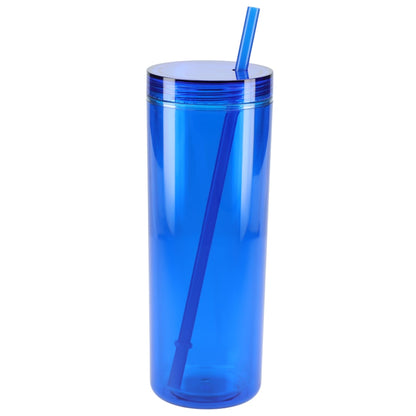 Front View of Blue Chroma Recycled Acrylic Straw Tumbler 16oz plain
