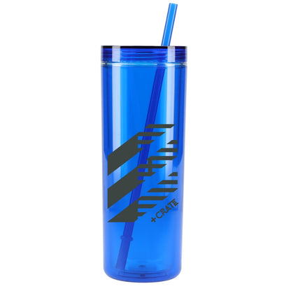 Front View of Blue Chroma Recycled Acrylic Straw Tumbler 16oz