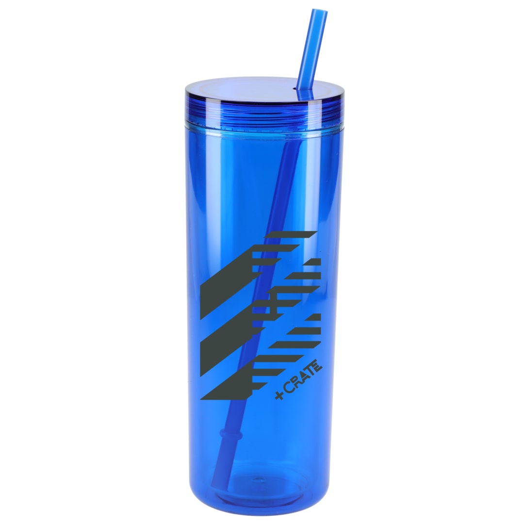 Front View of Blue Chroma Recycled Acrylic Straw Tumbler 16oz