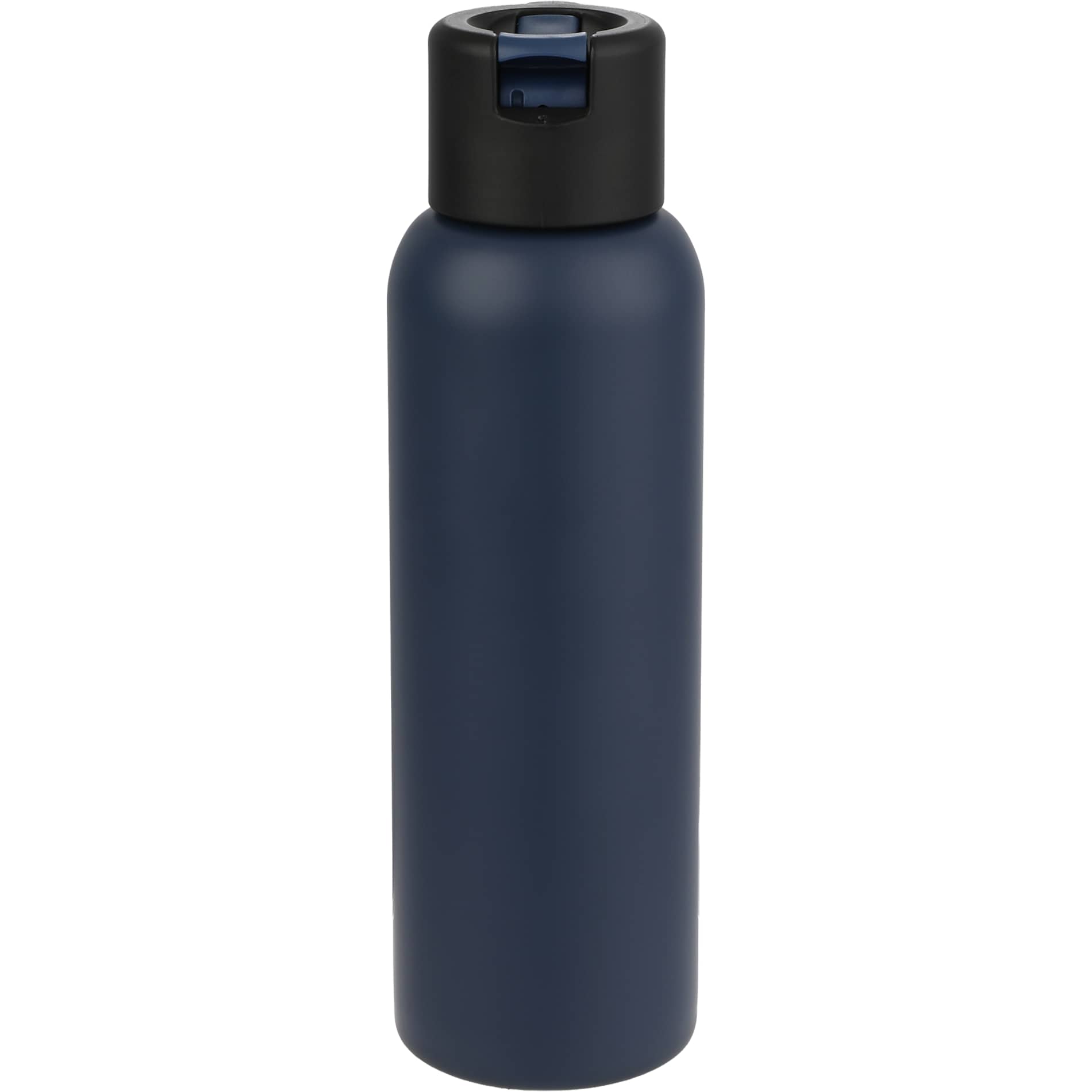Front View of Blue Clio Eco-Friendly Straw Lid Vacuum Bottle 22oz plain