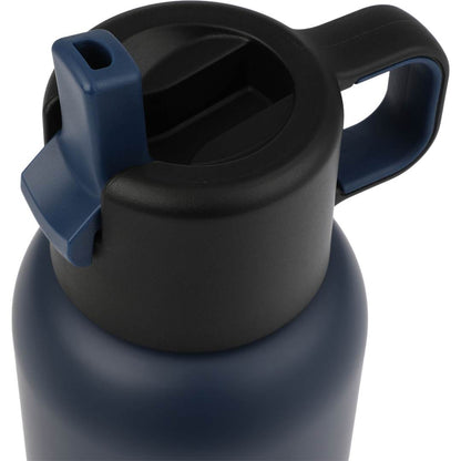 Front View of Blue Clio Eco-Friendly Straw Lid Vacuum Bottle 22oz