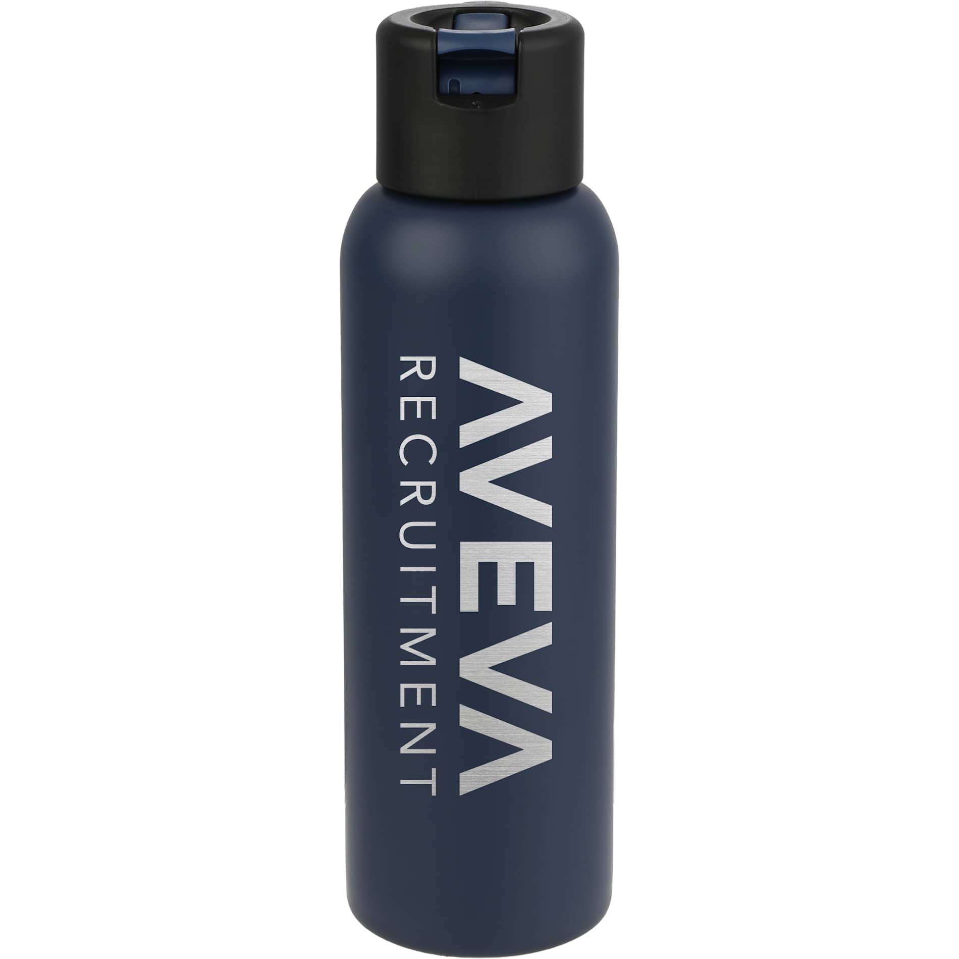 Front View of Blue Clio Eco-Friendly Straw Lid Vacuum Bottle 22oz