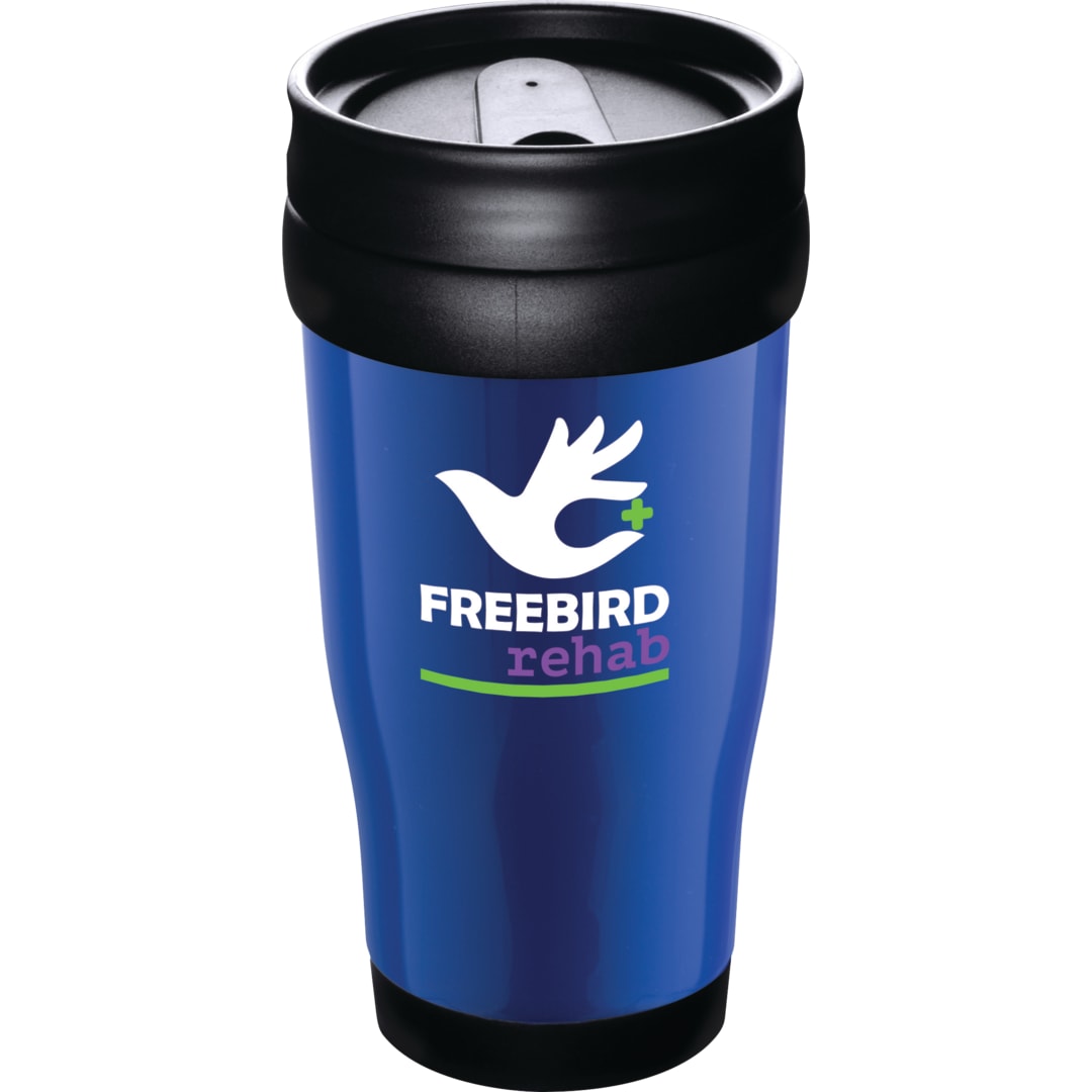 Front View of Blue Columbia 16oz Insulated Tumbler