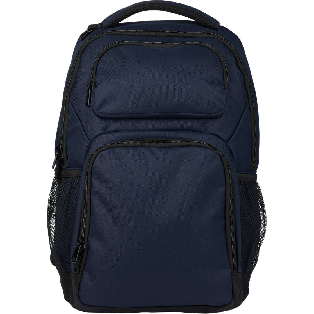 Front View of Blue Commander Recycled 16" Computer Backpack plain