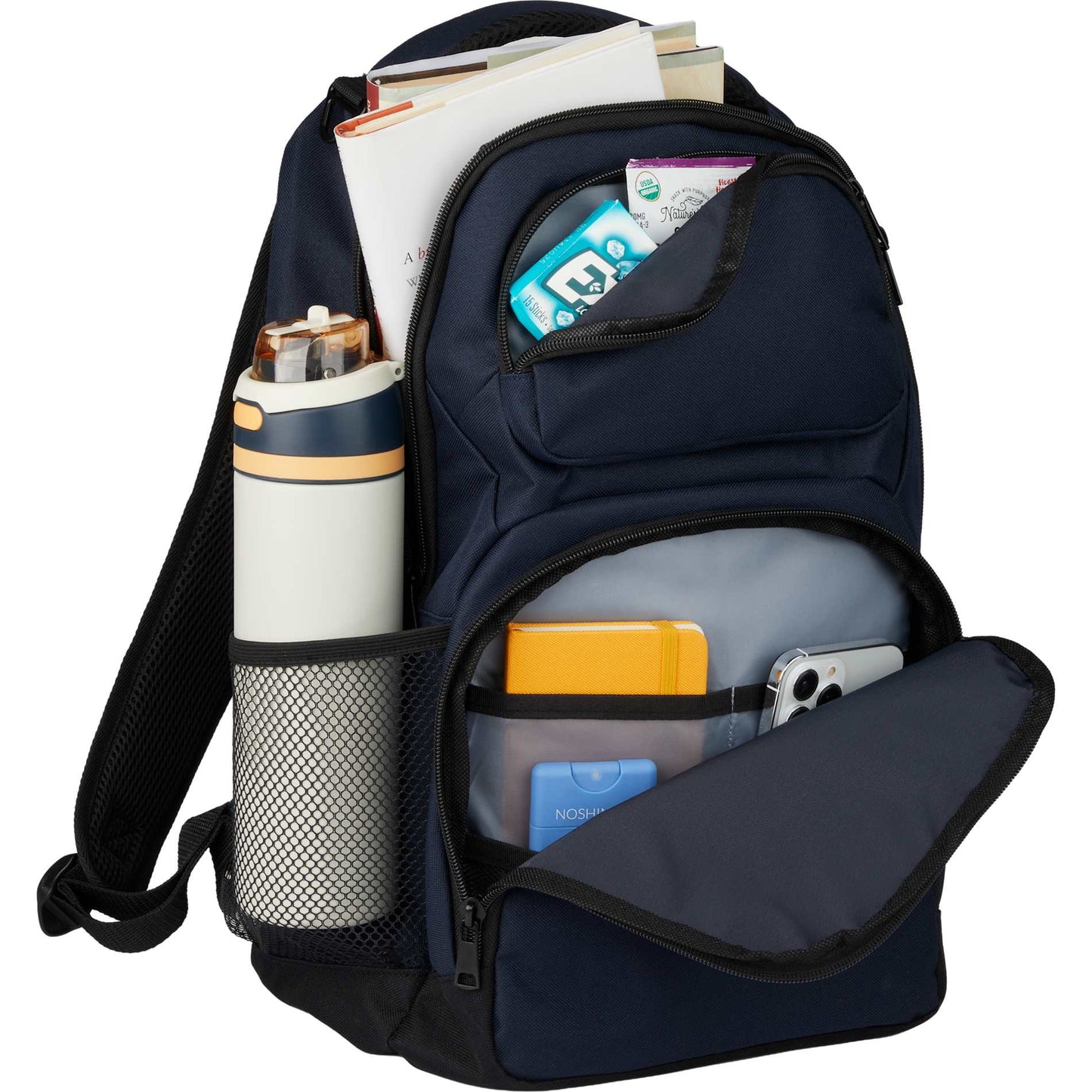 Front View of Blue Commander Recycled 16" Computer Backpack