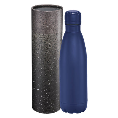 Front View of Blue Copper Vac Bottle 17oz With Cylindrical Box plain