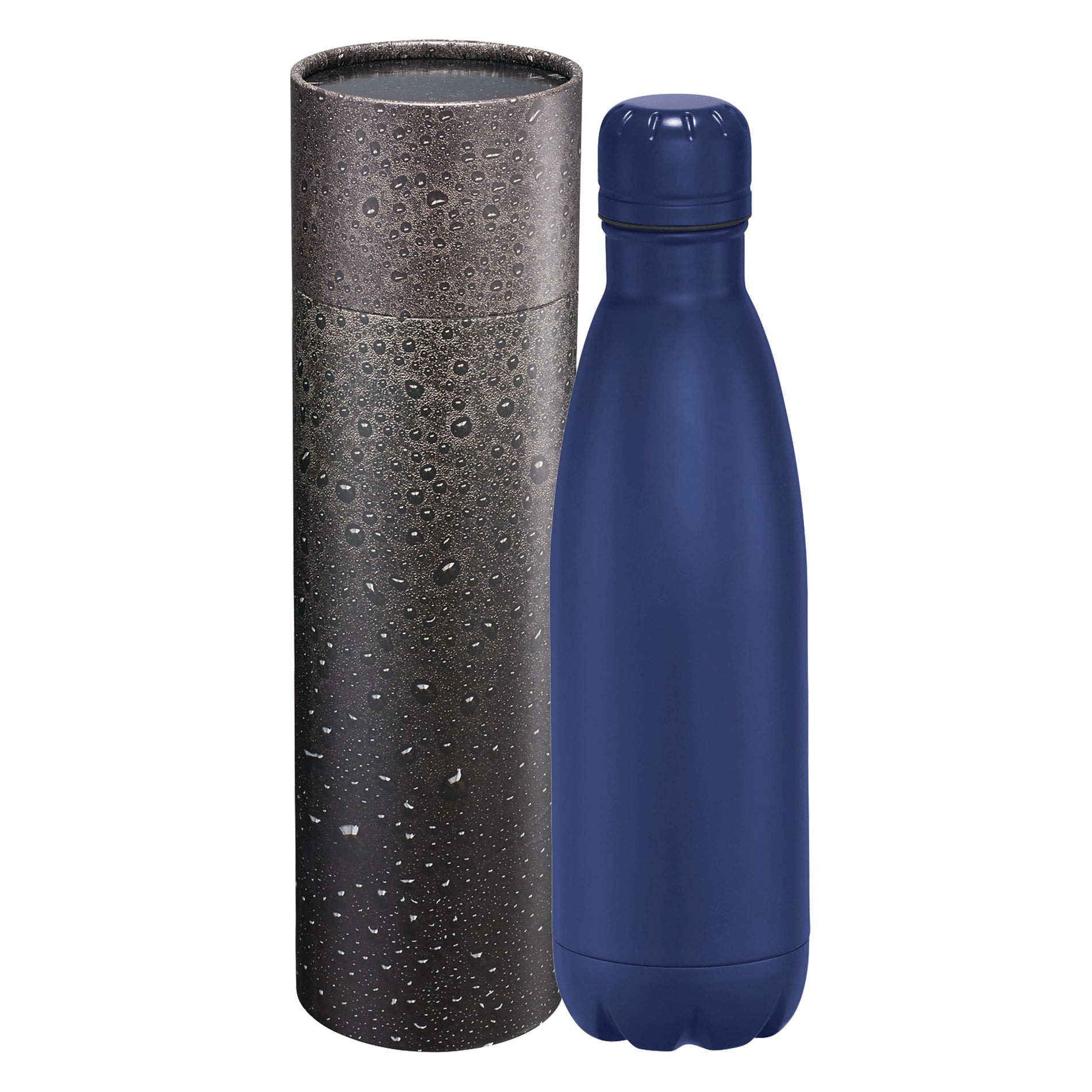 Front View of Blue Copper Vac Bottle 17oz With Cylindrical Box plain
