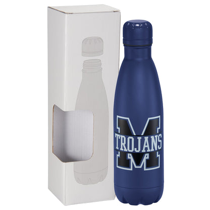 Front View of Blue Copper Vacuum Insulated Bottle 17oz w/ Window Box