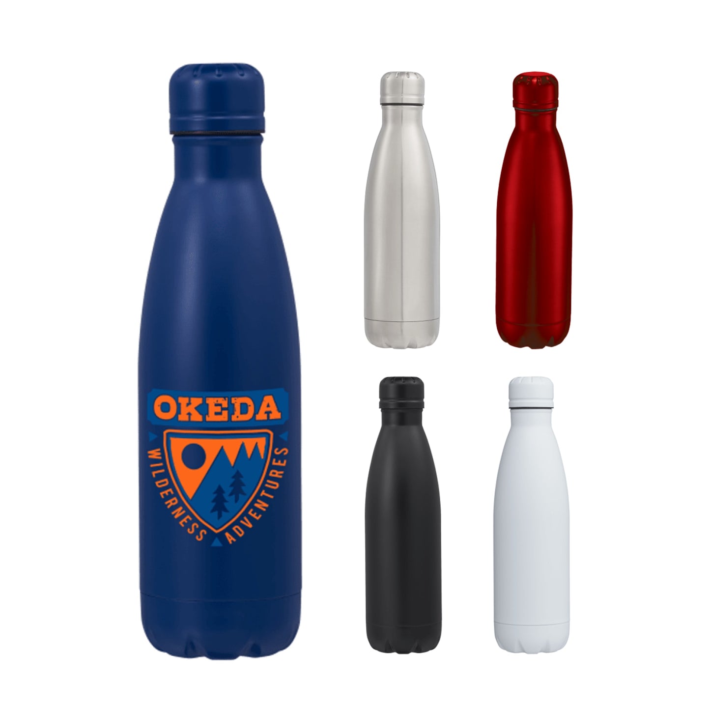 Front View of Blue Copper Vacuum Insulated Bottle 17oz