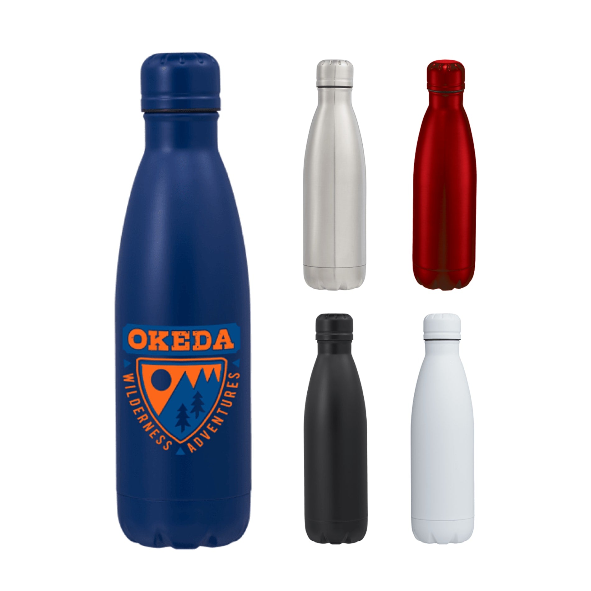 Front View of Blue Copper Vacuum Insulated Bottle 17oz