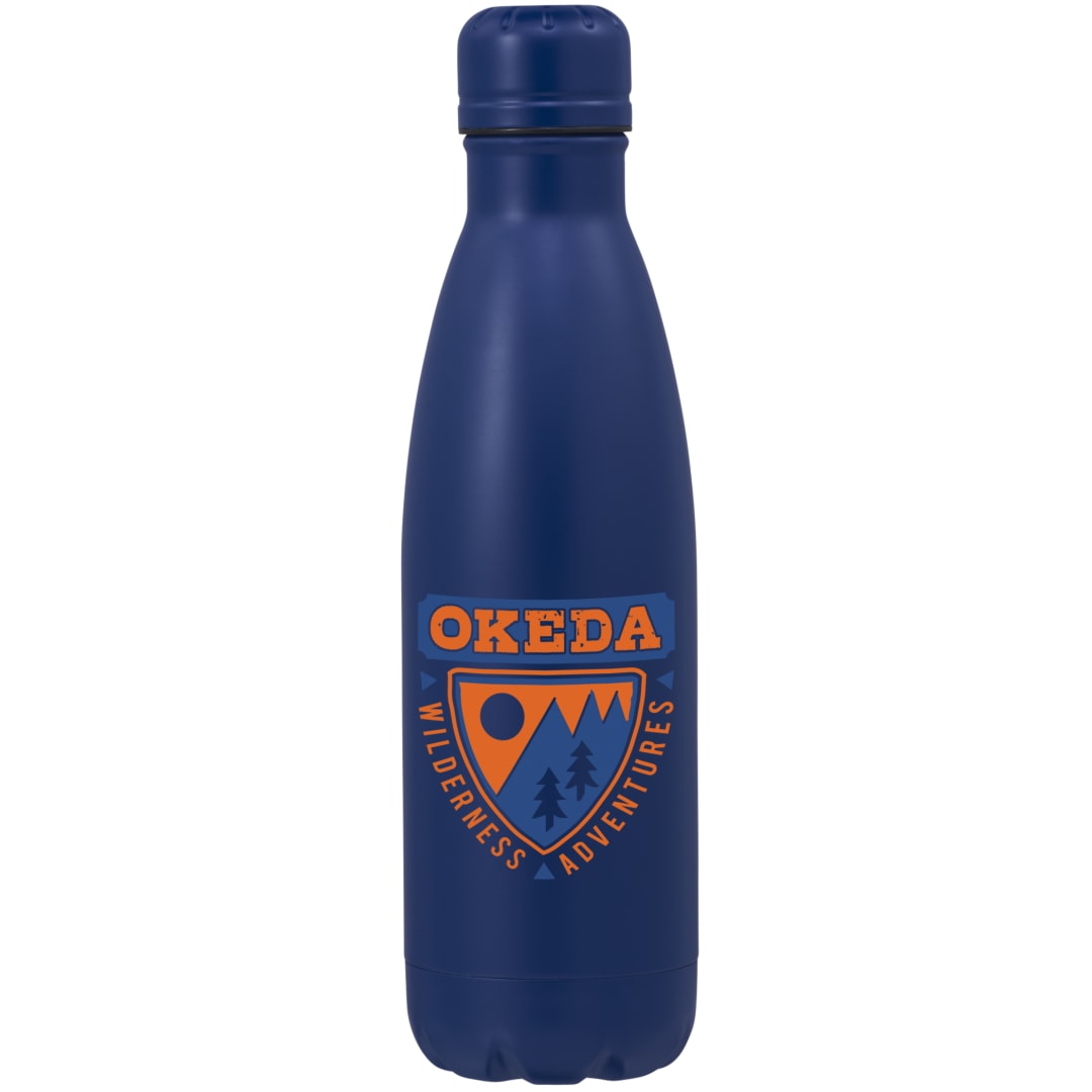 Front View of Blue Copper Vacuum Insulated Bottle 17oz