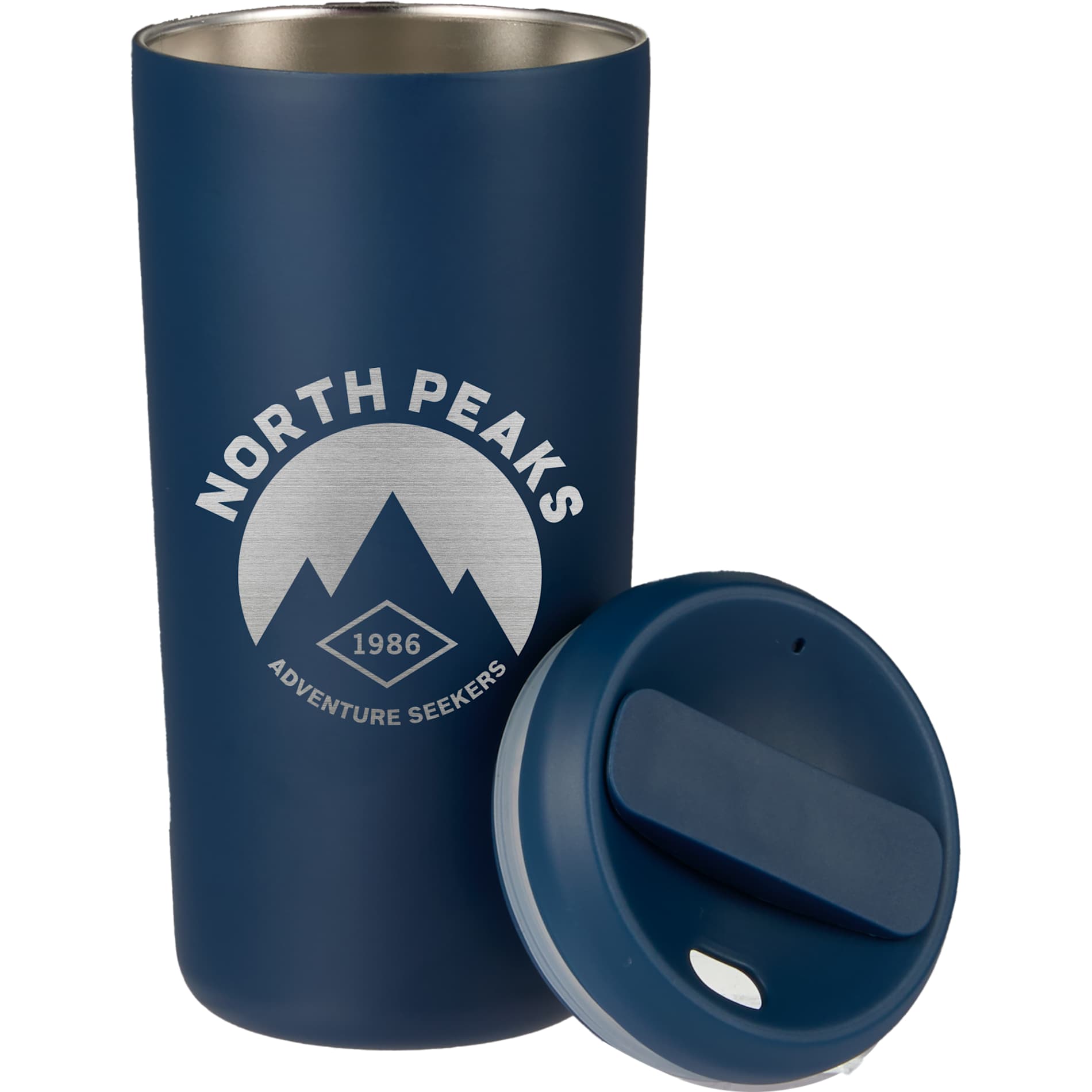 Front View of Blue Drake Eco-Friendly Vacuum Insulated  Tumbler 16oz