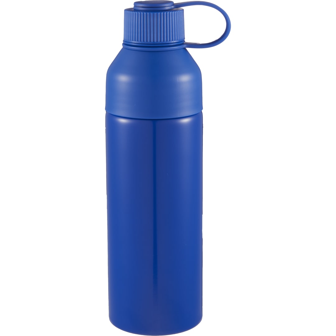 Front View of Blue DUO 26oz Recycled Aluminum Bottle plain