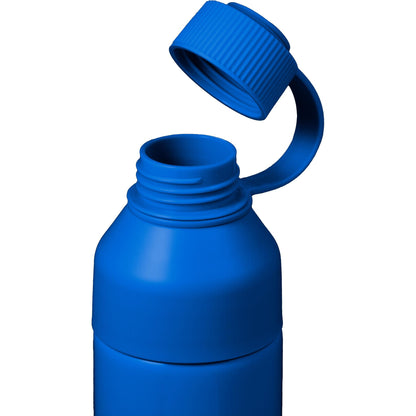 Front View of Blue DUO 26oz Recycled Aluminum Bottle