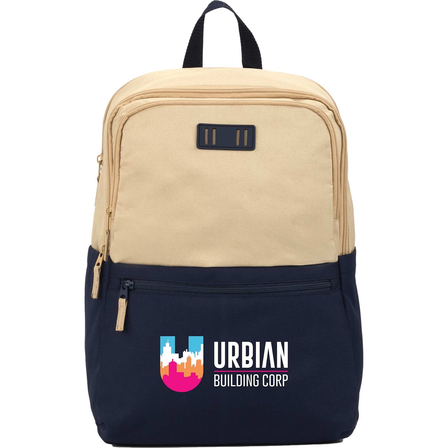 Front View of Blue Duo Recycled 15" Laptop Backpack