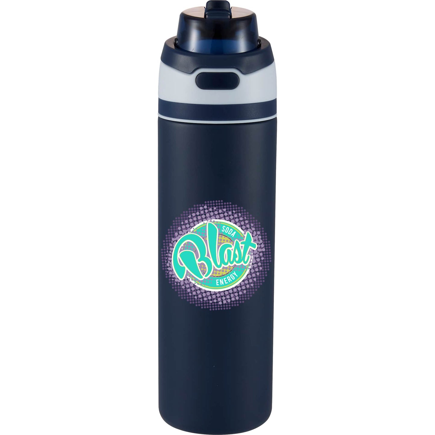 Front View of Blue Elvin 28oz Recycled Stainless Flip Straw Bottle