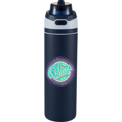 Front View of Blue Elvin 28oz Recycled Stainless Flip Straw Bottle