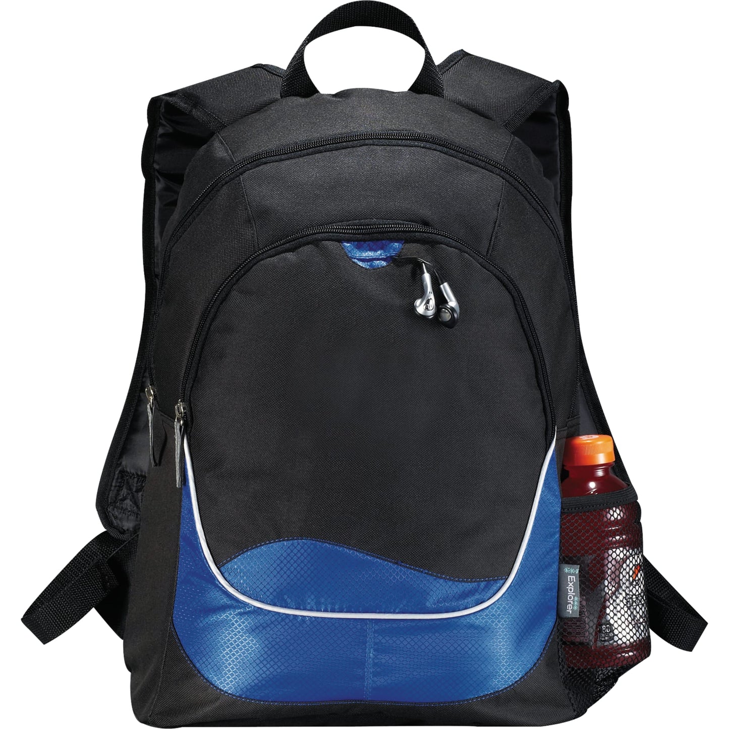 Front View of Blue Explorer Backpack plain