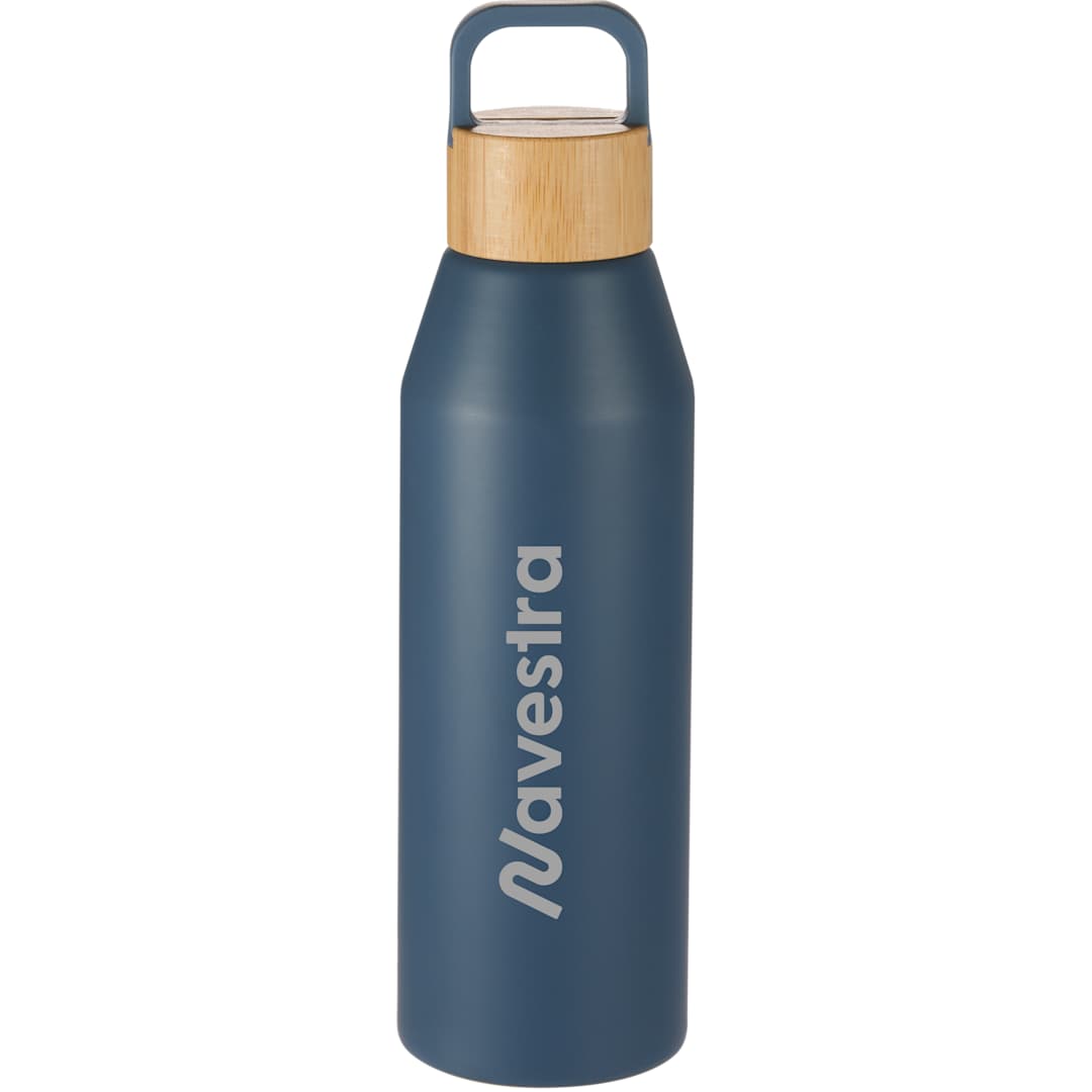 Front View of Blue FSC® 100% Bamboo Lid Aspen 24 oz Recycled Bottle