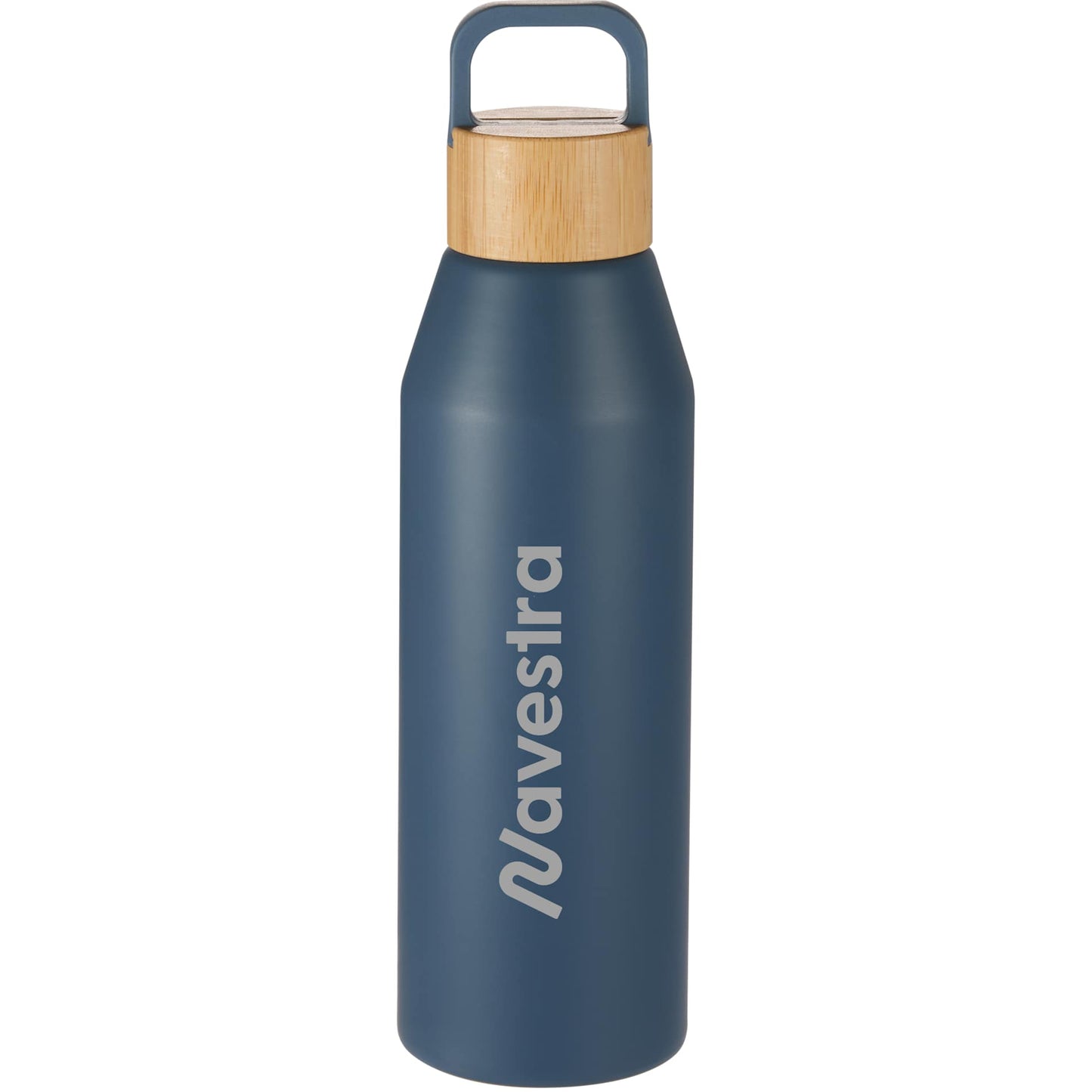 Front View of Blue FSC® 100% Bamboo Lid Aspen 24 oz Recycled Bottle